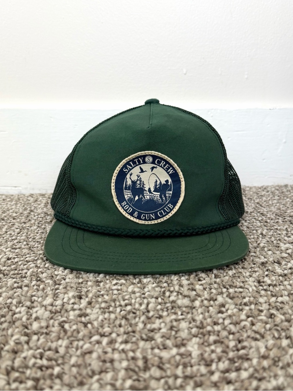 Salty Crew Green Trucker Hat with Embroidered Patch Men’s
